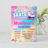 Meisjes Regenboog Roller Skating Kaart (Staand voorkant)