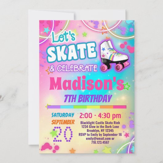 Meisjes Regenboog Rolschaatsen Kaart (Voorkant)