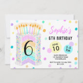 Meisjes regenboog verjaardagstaart kaart (Voorkant)