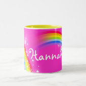 Meisjes regenboogroze aangepaste naam mok (Center)