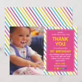 Meisjes regenboogverjaardag bedankt (Voorkant / Achterkant)