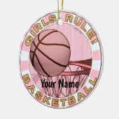 Meisjes regeren basketbal keramisch ornament (Links)