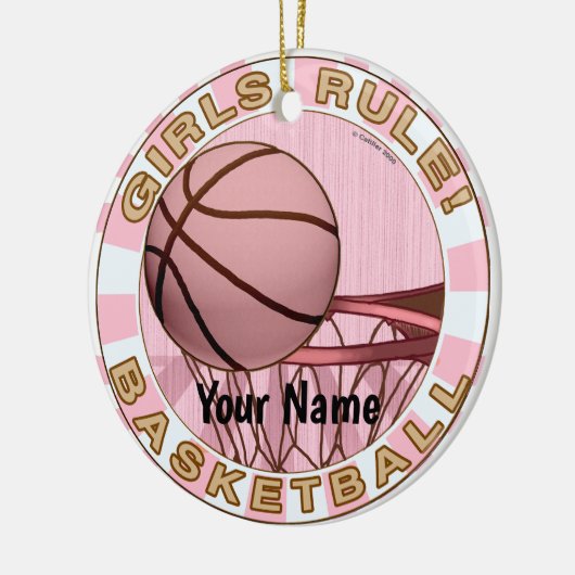 Meisjes regeren basketbal keramisch ornament (Links)