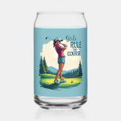Meisjes regeren de cursus Retro Golf Illustratie Blikvorm Glas (Achterkant)