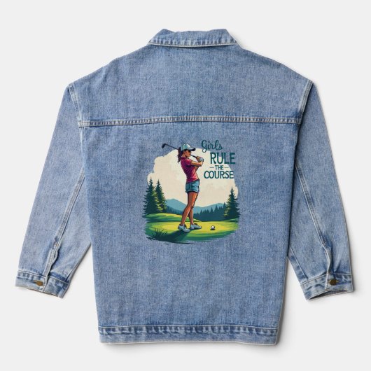 Meisjes regeren de cursus Retro Golf Illustratie Denim Jacket (Achterkant)