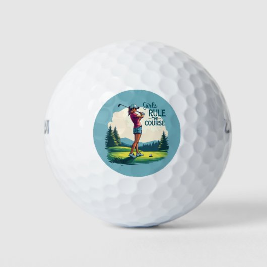 Meisjes regeren de cursus Retro Golf Illustratie Golfballen (Voorkant)