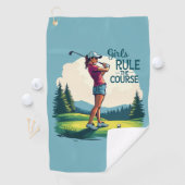 Meisjes regeren de cursus Retro Golf Illustratie Golfhanddoek (Insitu)