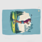Meisjes regeren de cursus Retro Golf Illustratie Golfhanddoek (Horizontaal)