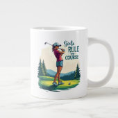 Meisjes regeren de cursus Retro Golf Illustratie Grote Koffiekop (Rechts)