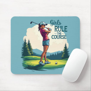Meisjes regeren de cursus Retro Golf Illustratie Muismat