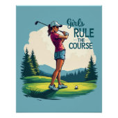 Meisjes regeren de cursus Retro Golf Illustratie Perfect Poster (Voorkant)