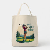 Meisjes regeren de cursus Retro Golf Illustratie Tote Bag (Achterkant)