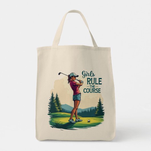 Meisjes regeren de cursus Retro Golf Illustratie Tote Bag (Achterkant)