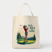Meisjes regeren de cursus Retro Golf Illustratie Tote Bag (Voorkant)