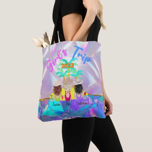 Meisjes reis gepersonaliseerd strand op maat tote bag (Dichtbij)