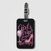 Meisjes reis goedkoper dan therapie weekend wijnfe bagagelabel (Voorkant (verticaal))