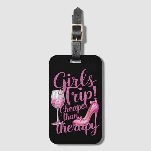 Meisjes reis goedkoper dan therapie weekend wijnfe bagagelabel (Voorkant (verticaal))