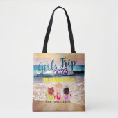 Meisjes reis strand zee oceaan vakantie gepersonal tote bag (Voorkant)