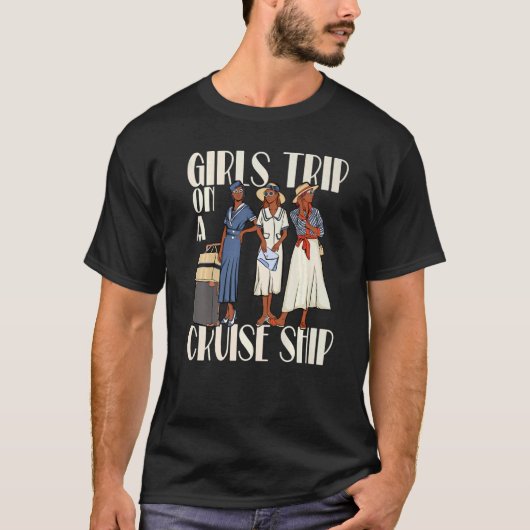 Meisjes reizen op een cruiseschip voor zwarte vaka t-shirt (Voorkant)