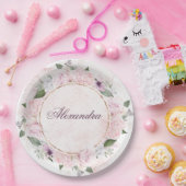 Meisjes Religieuze feestroze rozen Papieren Bordje (Feest)