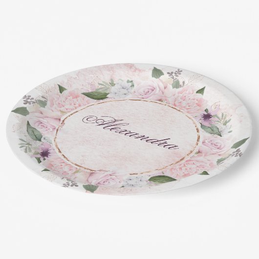 Meisjes Religieuze feestroze rozen Papieren Bordje (Gekanteld)