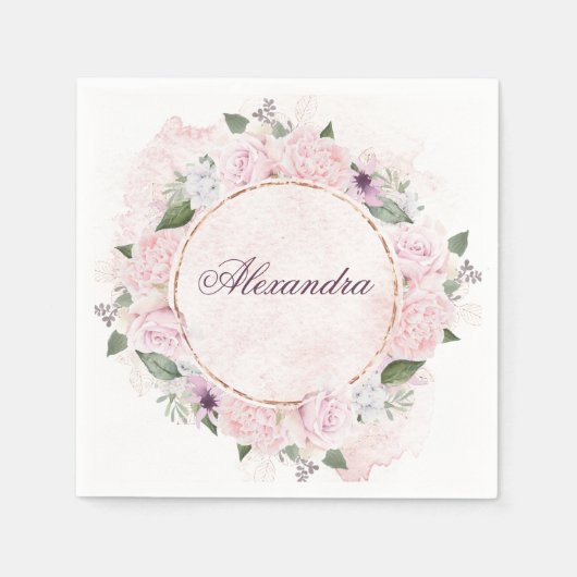 Meisjes Religieuze feestroze rozen Servet (Voorkant)