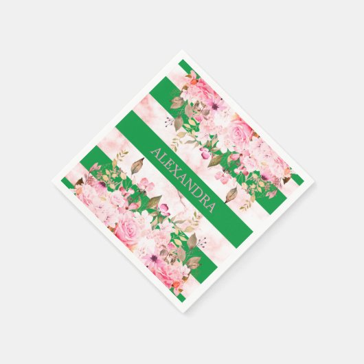 Meisjes Religieuze Viering Groen Roze Streep Servet (Hoek)