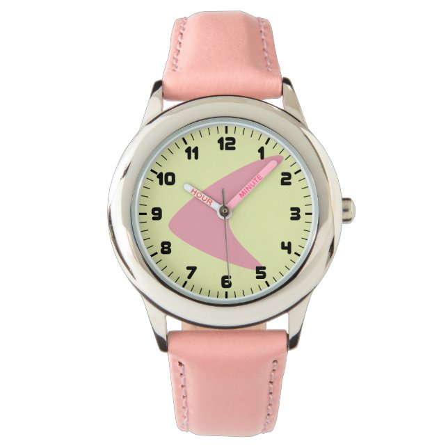 Meisjes Retro Boomerang Horloge (Voorkant)