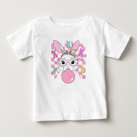 Meisjes Retro Geruit Roze Paashaas (Voorkant)