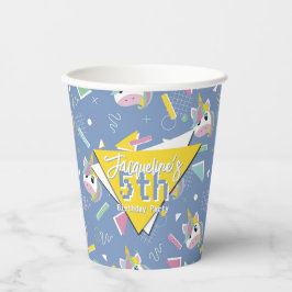 Meisjes Retro Paarse Eenhoorn Verjaardag Papieren Bekers