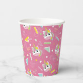 Meisjes Retro Roze Eenhoorn Verjaardag Papieren Bekers (Achterkant)