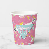 Meisjes Retro Roze Eenhoorn Verjaardag Papieren Bekers (Voorkant)