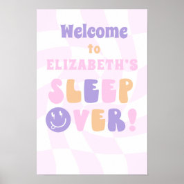 Meisjes Retro SLEEPOVER Verjaardagsfeestje Welkom Poster