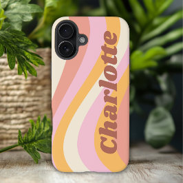 Meisjes Retro Wave Persoonlijke naam iPhone 16 Plus Hoesje