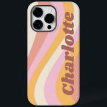 Meisjes Retro  Wave Persoonlijke naam Case-Mate iPhone 14 Pro Max Hoesje<br><div class="desc">De Golf van de Golf van het meisje Persoonlijke de Kwesties van de Naam iPhone Slimme van de Telefoon kenmerkt een retro golf in schaduwen van roze, oranje en wit met uw gepersonaliseerde naam in elegant trendy geaccentueerd modern manuscript. Personaliseer door de tekst in het verstrekte tekstvakje uit te geven....</div>