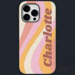 Meisjes Retro  Wave Persoonlijke naam Case-Mate iPhone 14 Pro Max Hoesje<br><div class="desc">De Golf van de Golf van het meisje Persoonlijke de Kwesties van de Naam iPhone Slimme van de Telefoon kenmerkt een retro golf in schaduwen van roze, oranje en wit met uw gepersonaliseerde naam in elegant trendy geaccentueerd modern manuscript. Personaliseer door de tekst in het verstrekte tekstvakje uit te geven....</div>