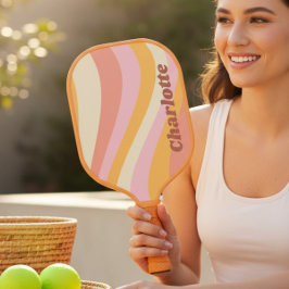 Meisjes Retro  Wave Persoonlijke naam Pickleball Paddle