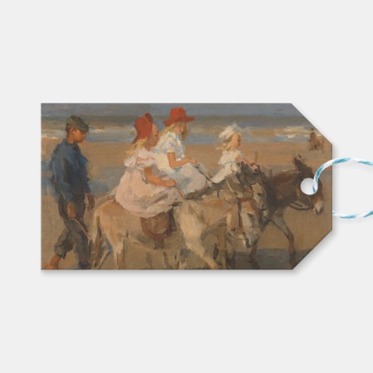 Meisjes Rijden Ezels op het strand Cadeaulabel (Voorkant (Horizontaal))