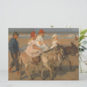 Meisjes Rijden Ezels op het strand Kaart (Staand voorkant)