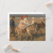 Meisjes Rijden Ezels op het strand Kaart (Voorkant / Achterkant in situ)