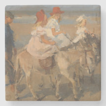 Meisjes Rijden Ezels op het strand