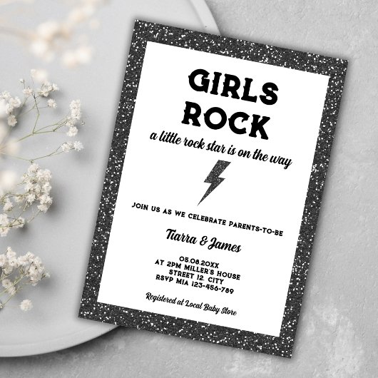 Meisjes Rock Black Rock En Roll Meisje Baby shower Kaart