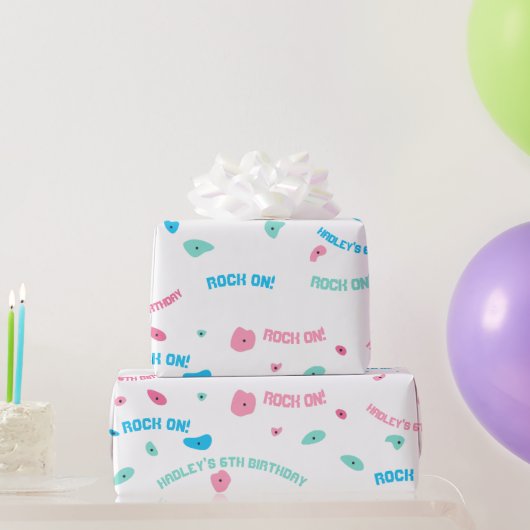 Meisjes Rock op klimmuur inpakpapier (Feestgeschenken)