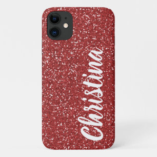 Meisjes Rode Glitter Name Persoonlijk Case-Mate iPhone Case