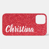 Meisjes Rode Glitter Name Persoonlijk Case-Mate iPhone Case (Achterkant (horizontaal))