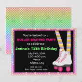 Meisjes Roller Schaats Schaatsen Verjaardag Uitnod Kaart (Voorkant / Achterkant)