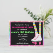 Meisjes Roller Schaats Schaatsen Verjaardag Uitnod Kaart (Staand voorkant)