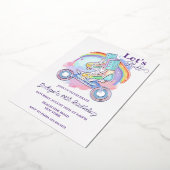 Meisjes Roller Skate paarse Verjaardagsfeestje Folie Uitnodiging (Gedraaid)