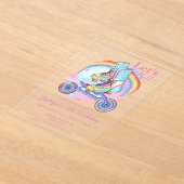 Meisjes Roller Skate roze verjaardagsfeestje Acryl Uitnodigingen (Laagn)