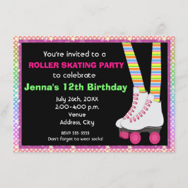 Meisjes Roller Skate Schaatsen Verjaardagsuitnodig Kaart